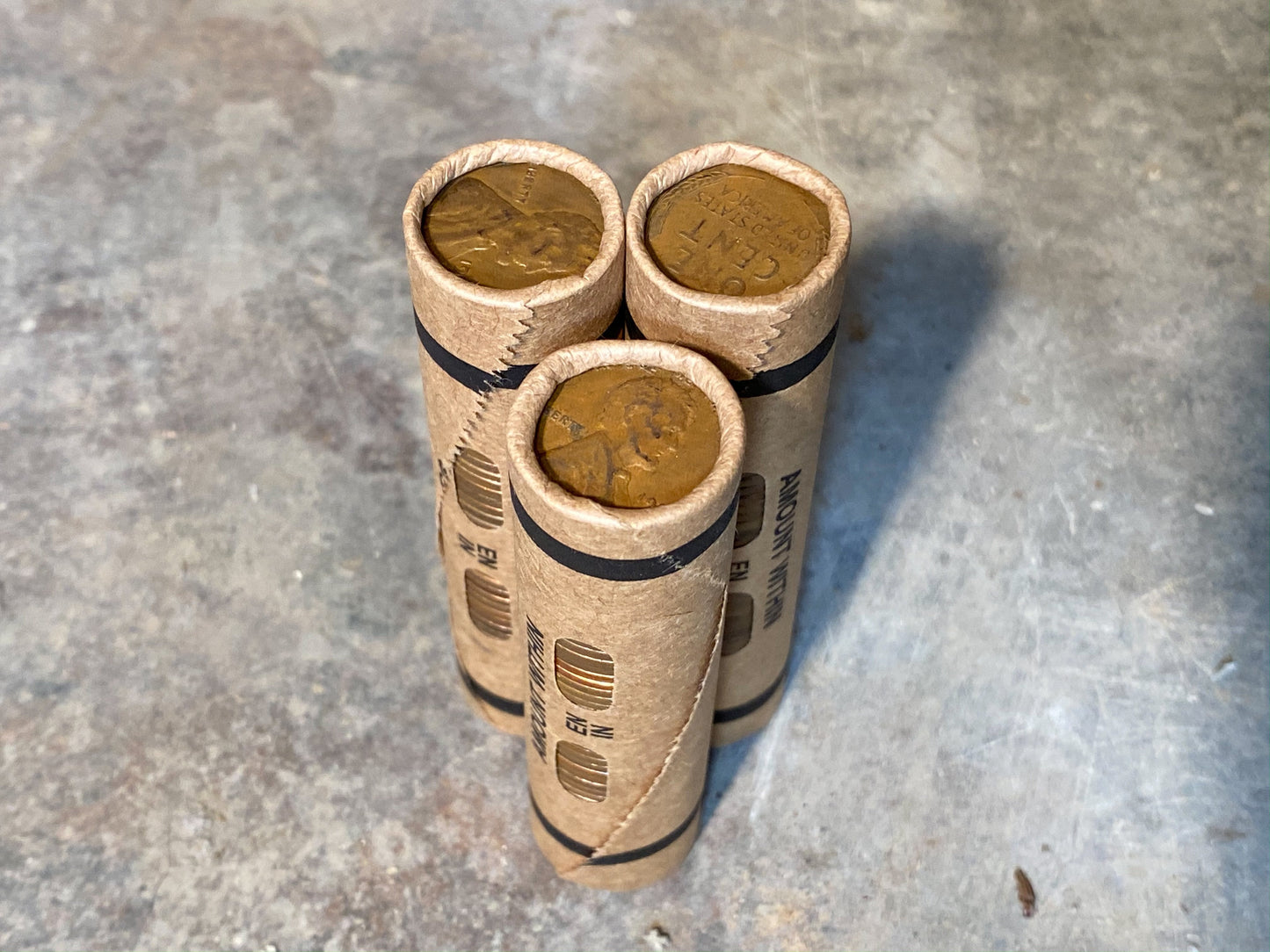 WHEAT PENNY ROLL old unsearched window wrapped us coin cents estate money hoard sale lot vintage pennies rolls cent coins