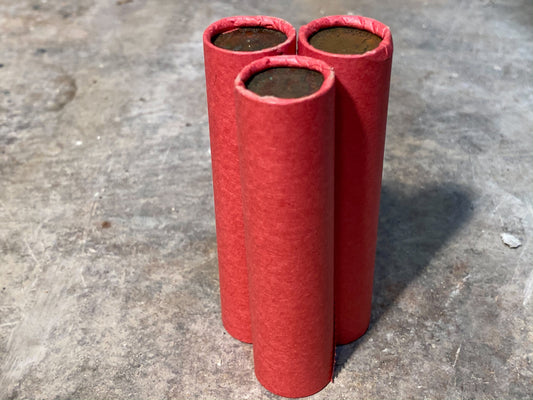 INDIAN HEAD CENT showing on end of old unsearched red us wheat penny roll coins estate lot hoard collection coin sale money